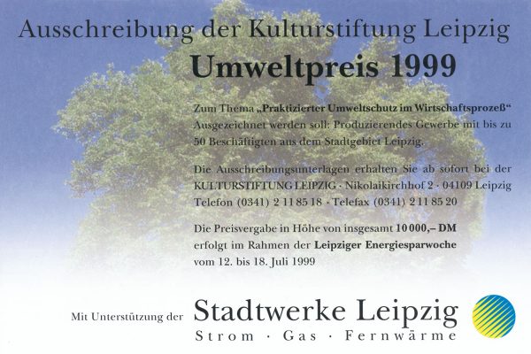 Umweltpreis 1999, Thema „Praktizierter Umweltschutz im Wirtschaftsprozeß“